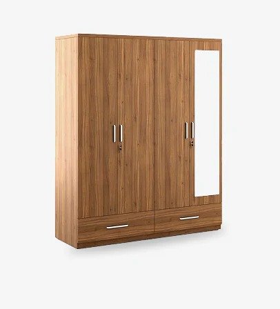 Oak-Style Wardrobe with Mirror & Drawers – RNG Furniture